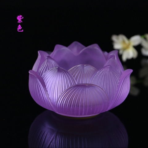 蠟臺仿琉璃蓮花燭臺酥油燈座蠟燭燭臺長明燈家用供佛供燈復(fù)古佛燈