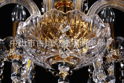 【【企業集采】金色6頭水晶燈J6 餐廳吊燈 客廳水晶燈 現代水晶燈】價格,廠家,圖片,吊燈,中山市古鎮燈隆照明電器廠-